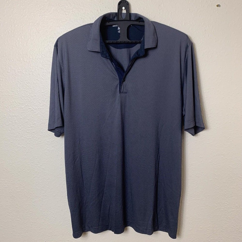 Greg Norman Men's ML75 Golf Polo Size XL Micro Print in Blue & White Play Dry